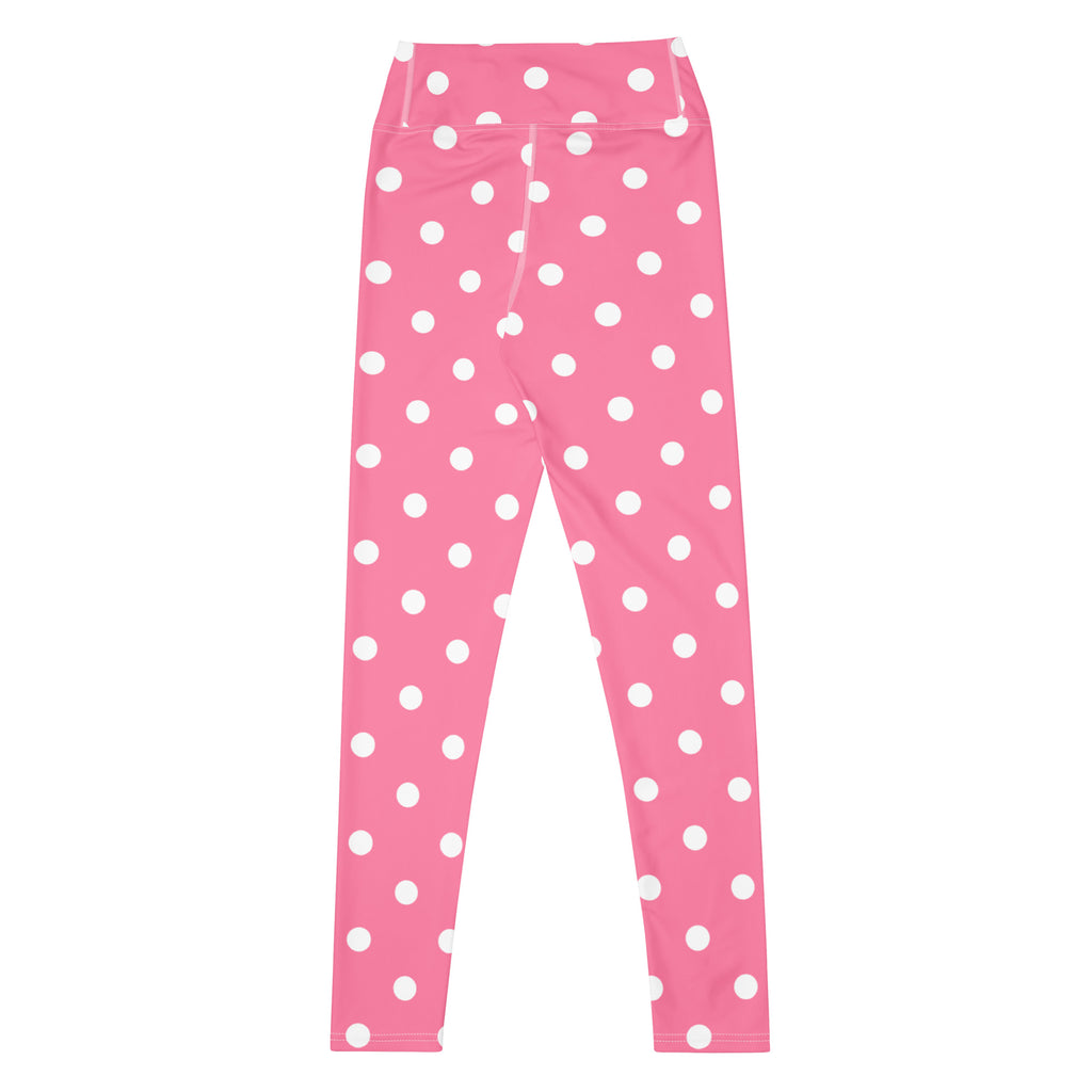 Women's Pink Polka Dot Buttery Soft Yoga Leggings - Quick Drying, High Waisted Comfort