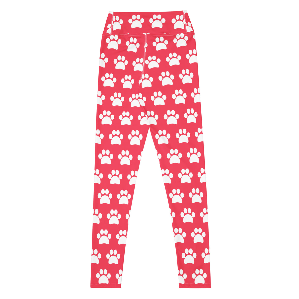 Women's Bright Pink Paw Print Buttery Soft Yoga Leggings - Quick Drying, High Waisted Comfort