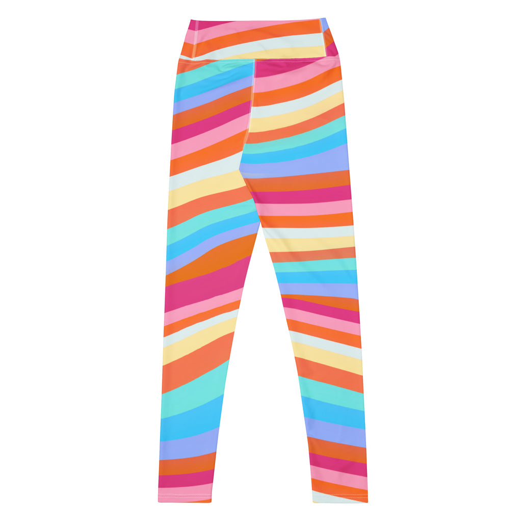 Women's Sand Rainbow Stripe Buttery Soft Yoga Leggings - Quick Drying, High Waisted Comfort