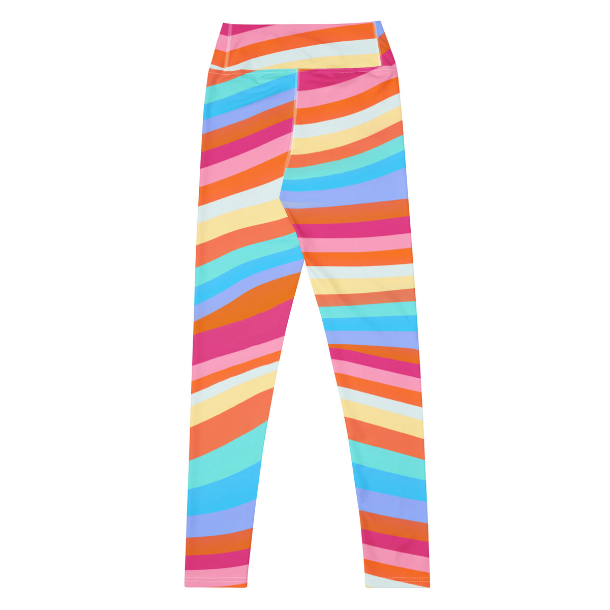 Women's Sand Rainbow Stripe Buttery Soft Yoga Leggings - Quick Drying, High Waisted Comfort