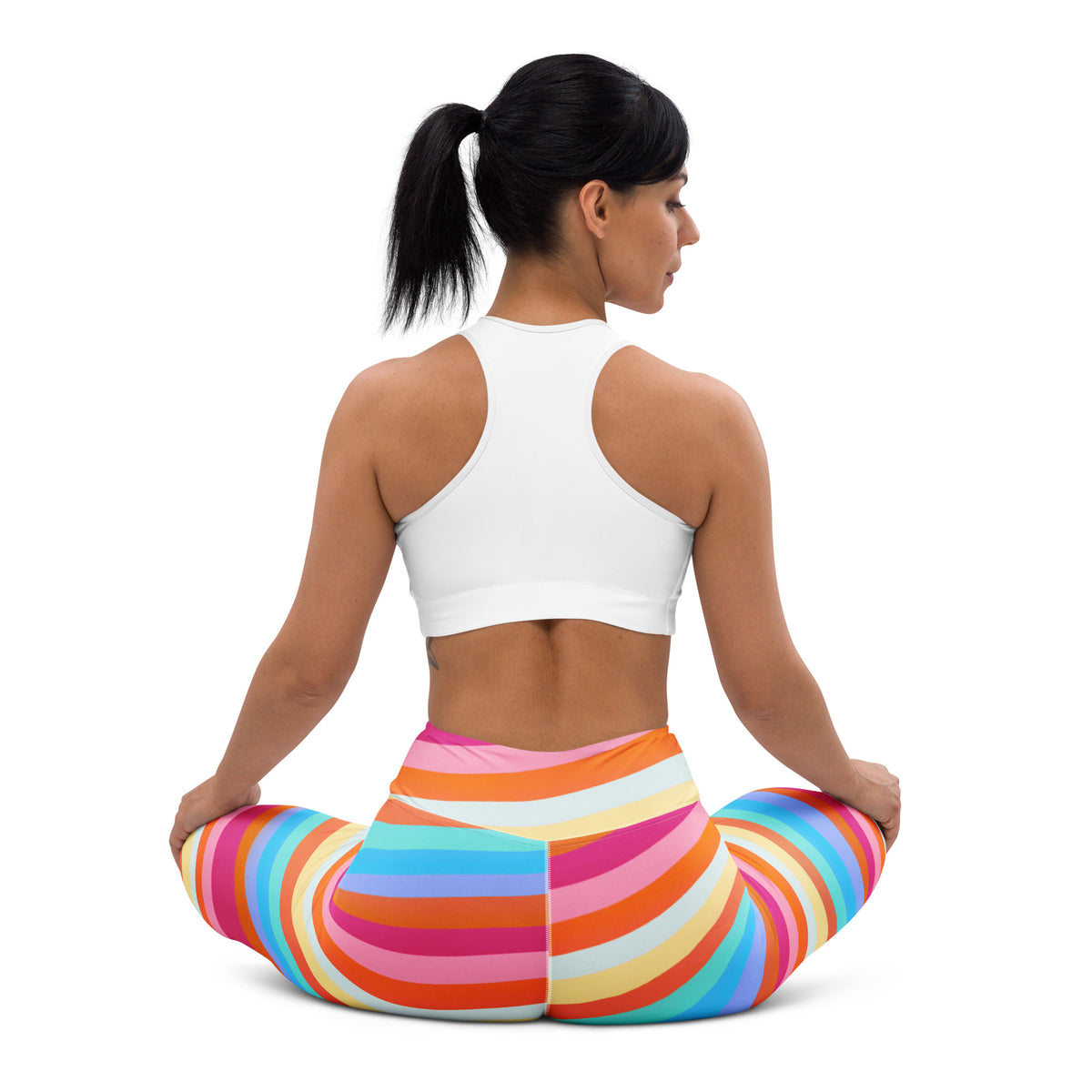 Women's Sand Rainbow Stripe Buttery Soft Yoga Leggings - Quick Drying, High Waisted Comfort