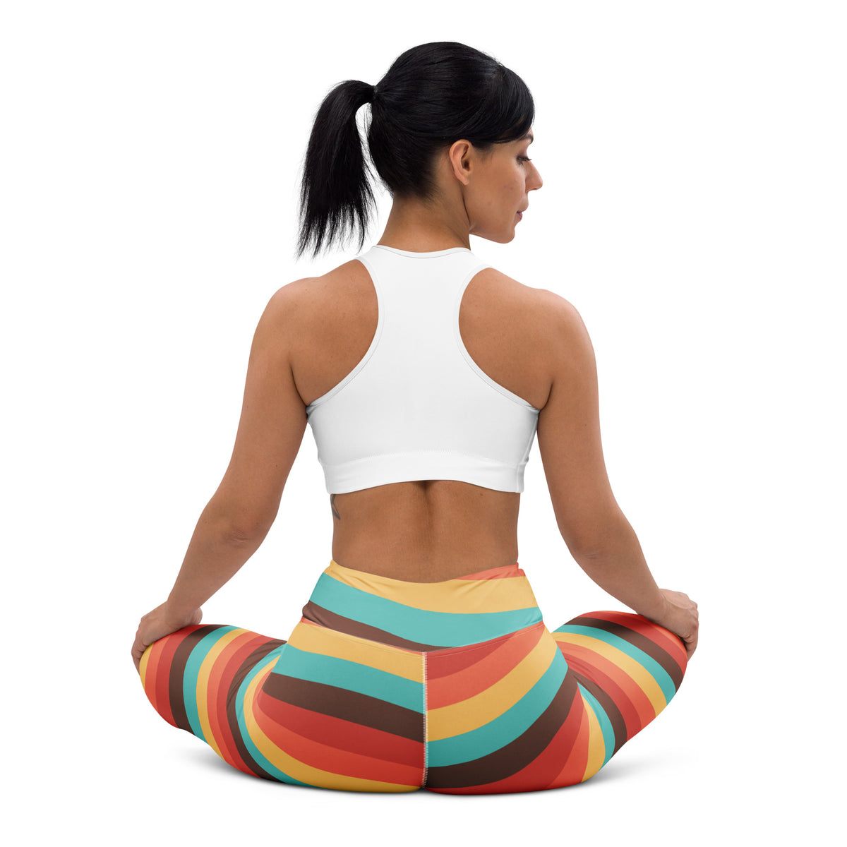 Women's Retro Rainbow Stripe Buttery Soft Yoga Leggings - Quick Drying, High Waisted Comfort