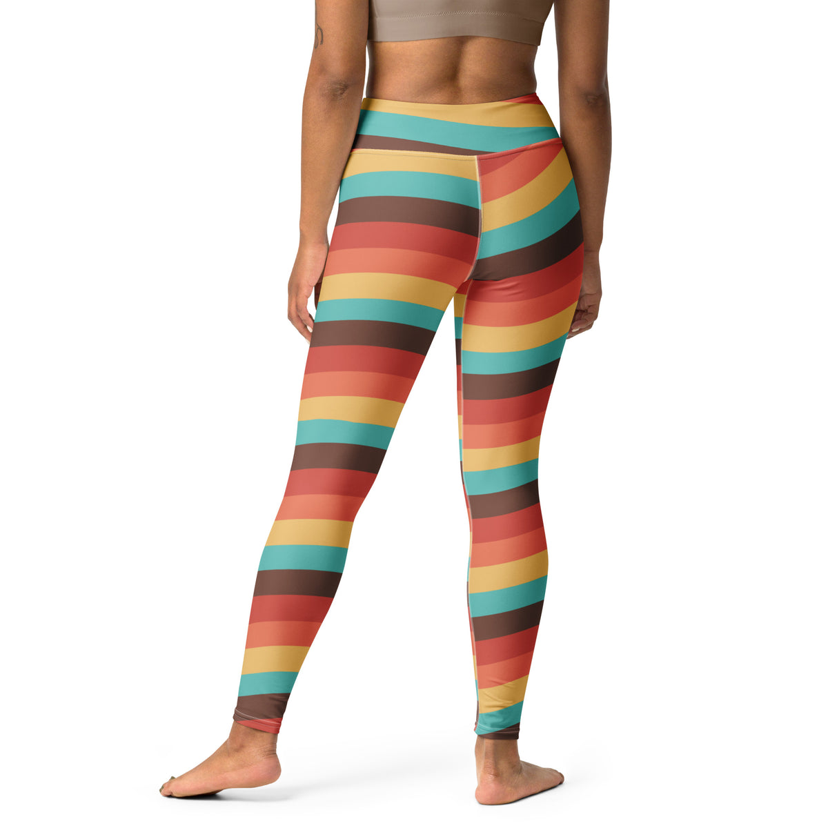 Women's Retro Rainbow Stripe Buttery Soft Yoga Leggings - Quick Drying, High Waisted Comfort