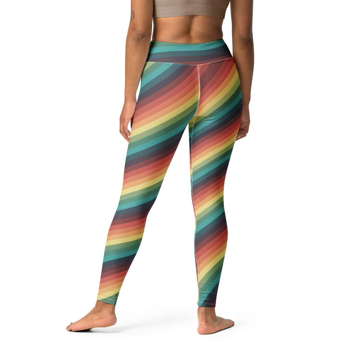 Women's Retro Striped Buttery Soft Yoga Leggings - Quick Drying, High Waisted Comfort