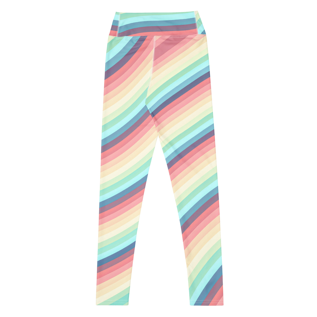 Women's Pastel Retro Striped Buttery Soft Yoga Leggings - Quick Drying, High Waisted Comfort
