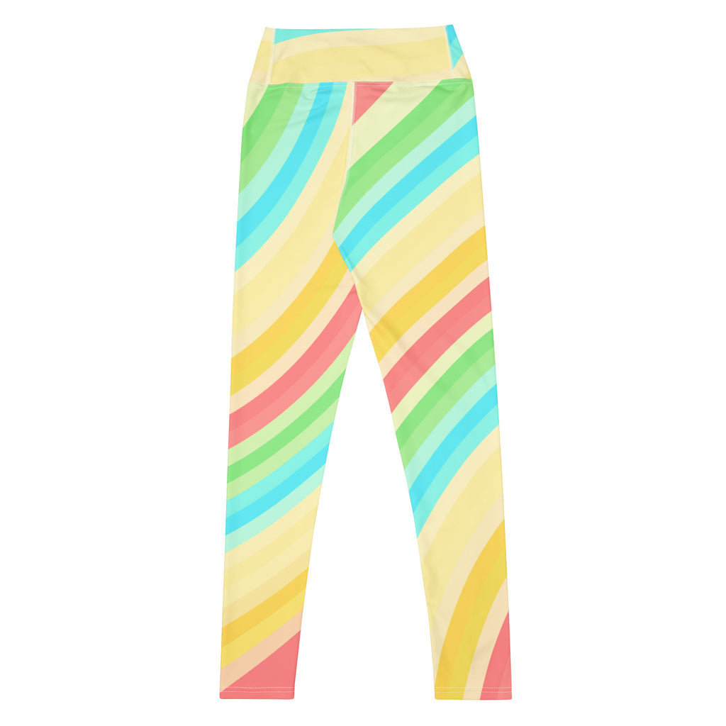 Women's Sand Rainbow Striped Buttery Soft Yoga Leggings - Quick Drying, High Waisted Comfort