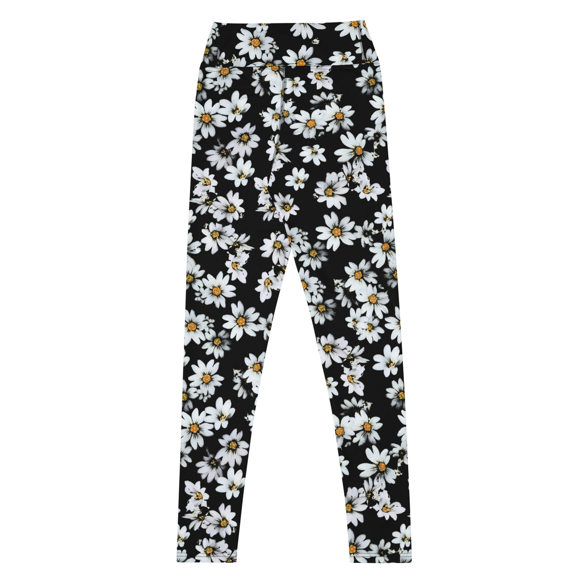 Women's Black Daisy Floral Buttery Soft Yoga Leggings - Quick Drying, High Waisted Comfort
