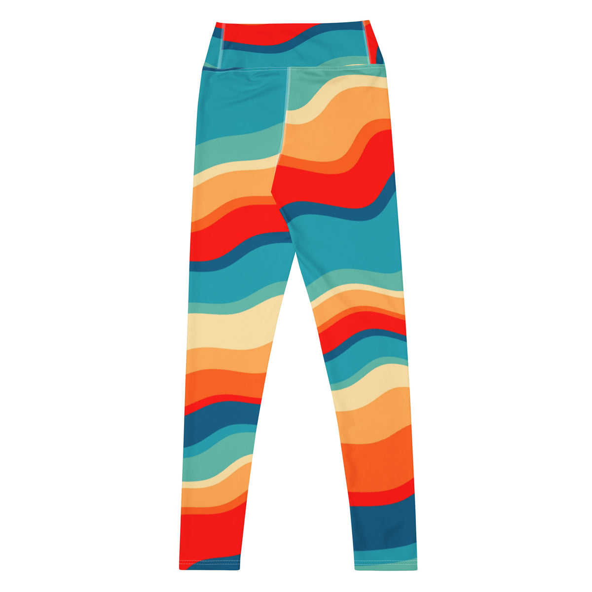 Women's Colorful Retro Wavy Stripe Buttery Soft Yoga Leggings - Quick Drying, High Waisted Comfort