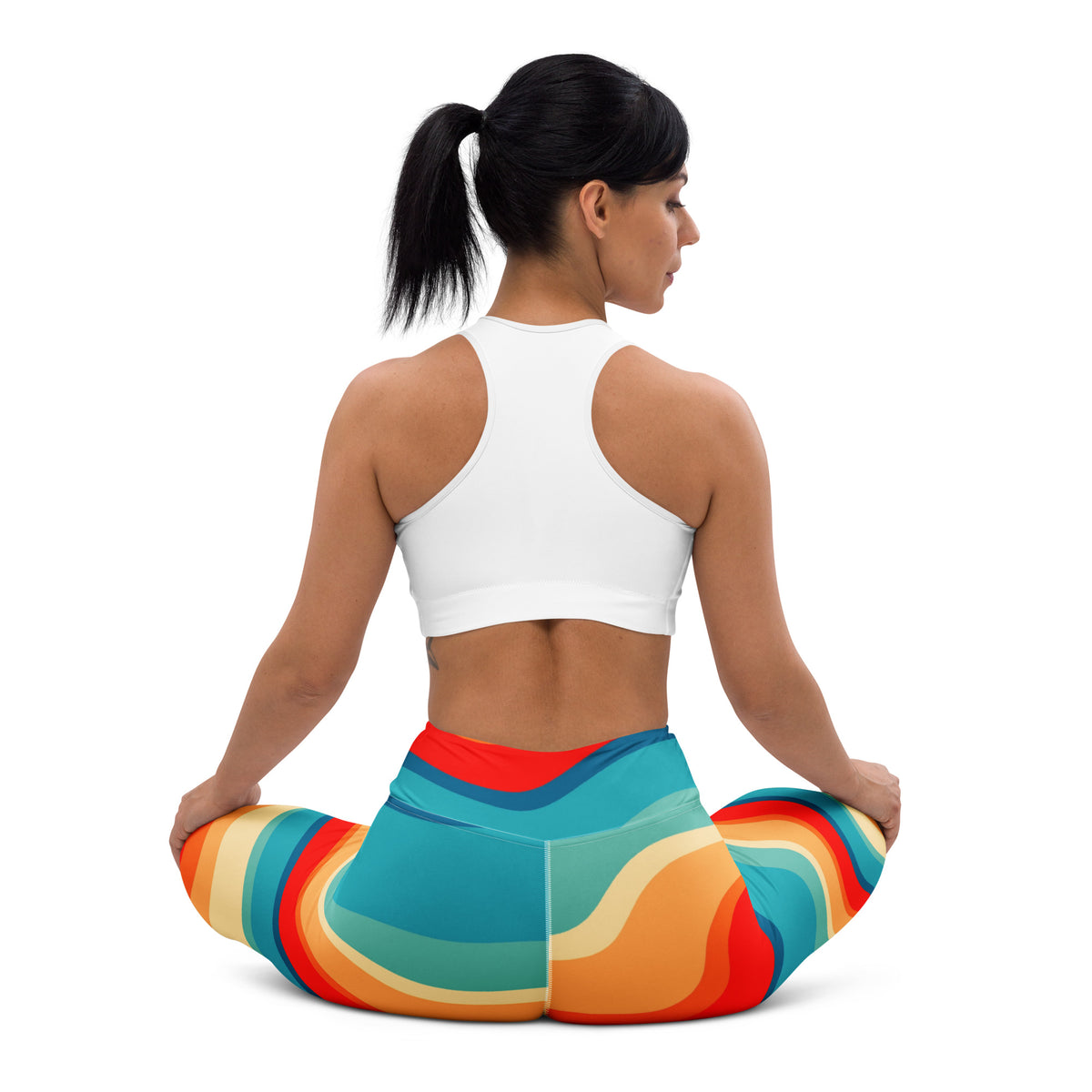 Women's Colorful Retro Wavy Stripe Buttery Soft Yoga Leggings - Quick Drying, High Waisted Comfort