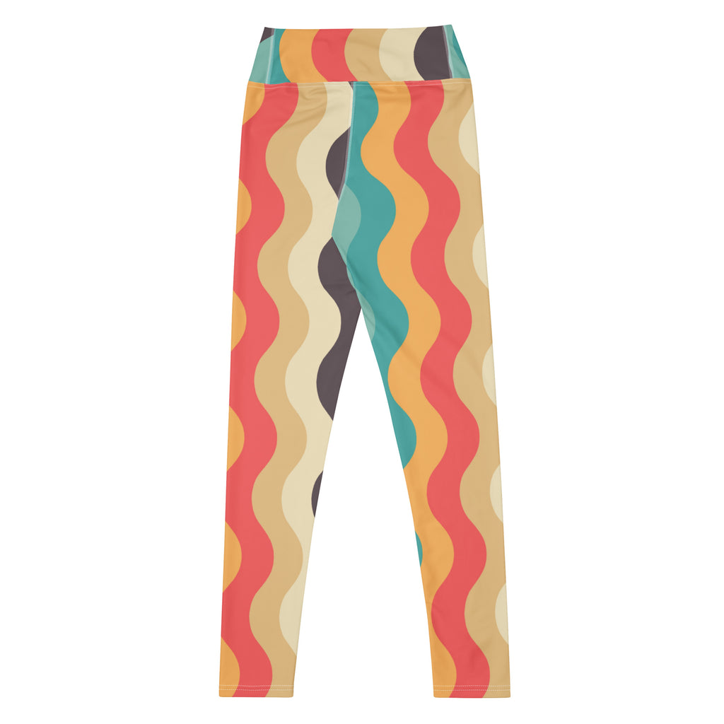 Women's Retro Wavy Striped Buttery Soft Yoga Leggings - Quick Drying, High Waisted Comfort