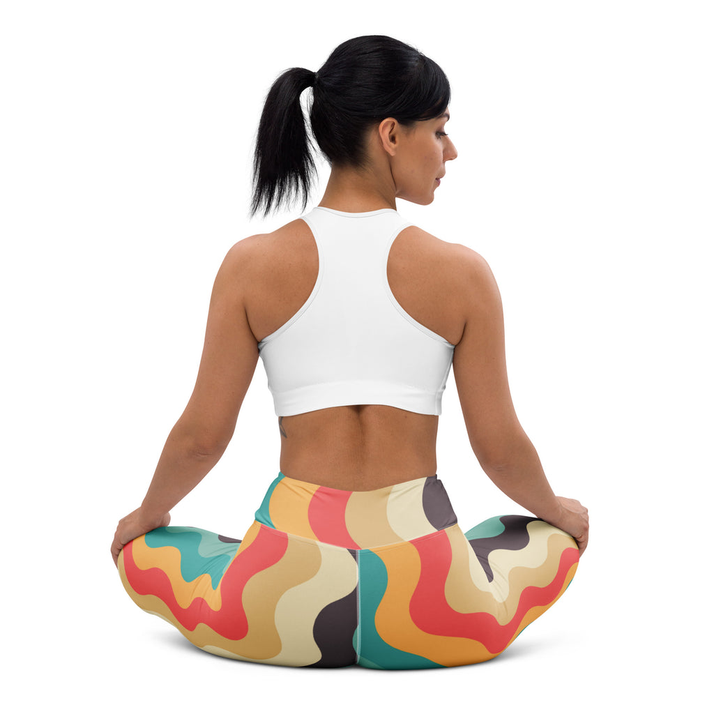 Women's Retro Wavy Striped Buttery Soft Yoga Leggings - Quick Drying, High Waisted Comfort