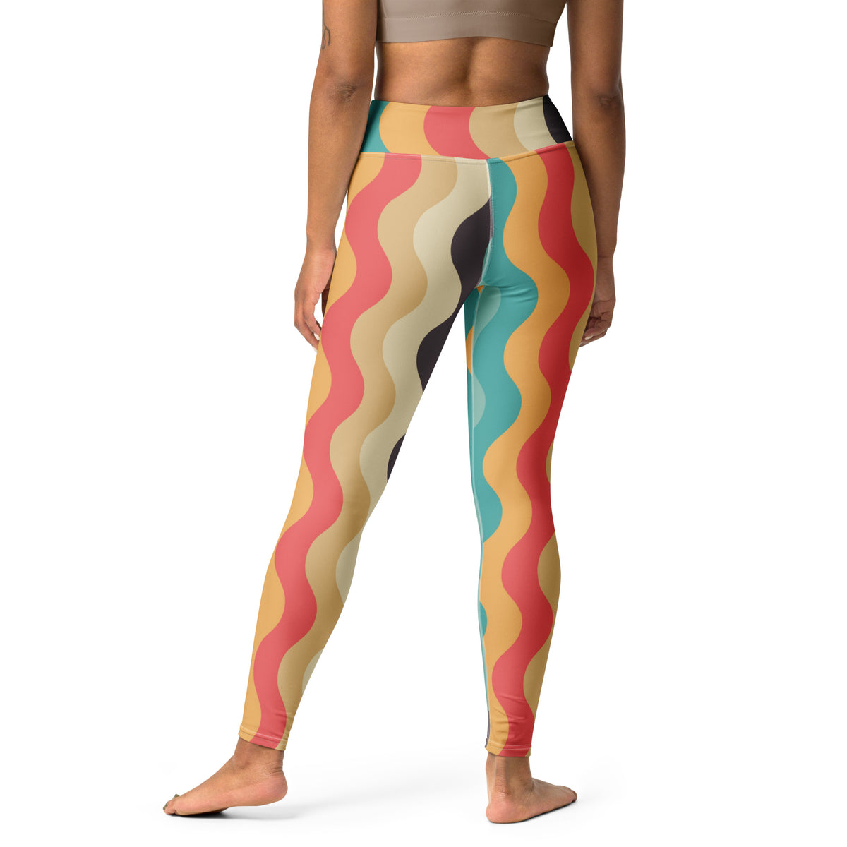 Women's Retro Wavy Striped Buttery Soft Yoga Leggings - Quick Drying, High Waisted Comfort