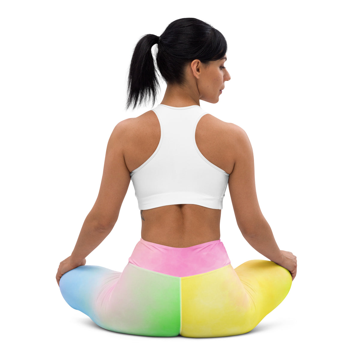 Women's Pastel Rainbow Watercolor Tie Dye Buttery Soft Yoga Leggings - Quick Drying, High Waisted Comfort