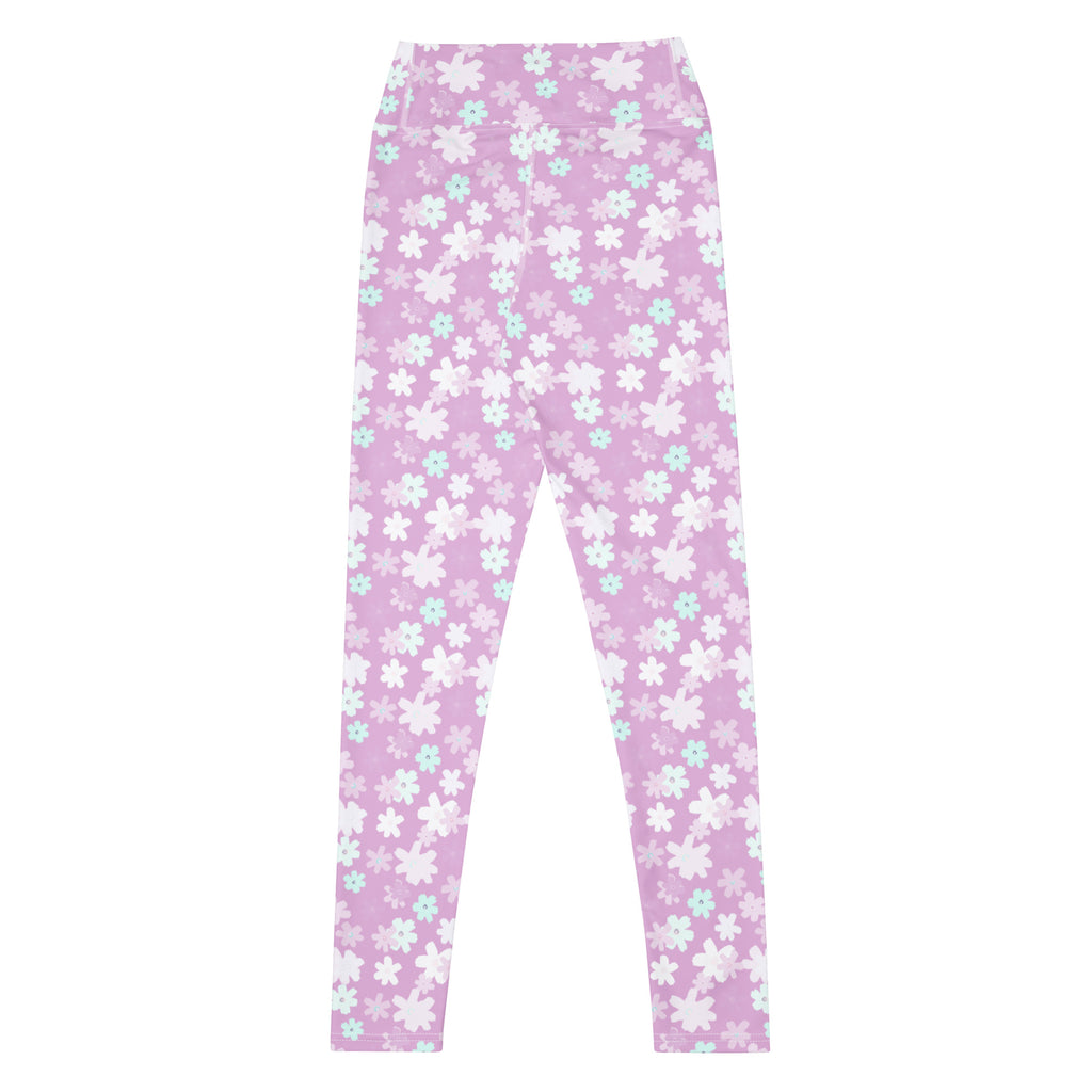 Women's Lavender Floral Buttery Soft Yoga Leggings - Quick Drying, High Waisted Comfort