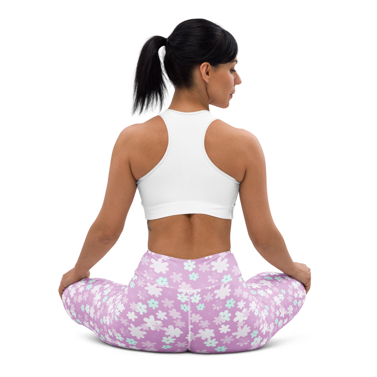 Women's Lavender Floral Buttery Soft Yoga Leggings - Quick Drying, High Waisted Comfort