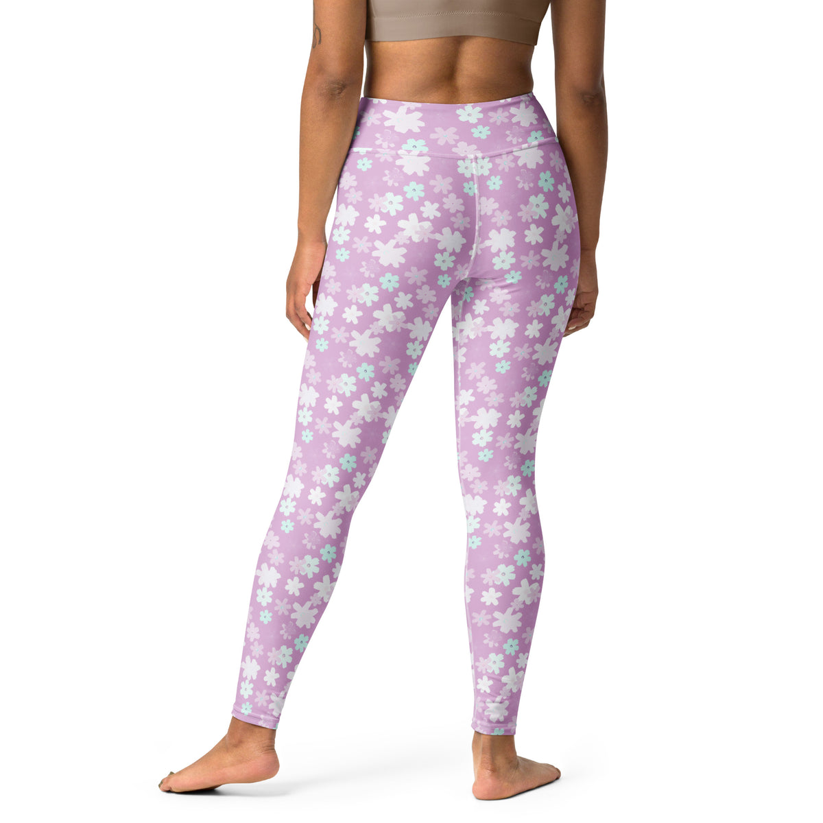 Women's Lavender Floral Buttery Soft Yoga Leggings - Quick Drying, High Waisted Comfort
