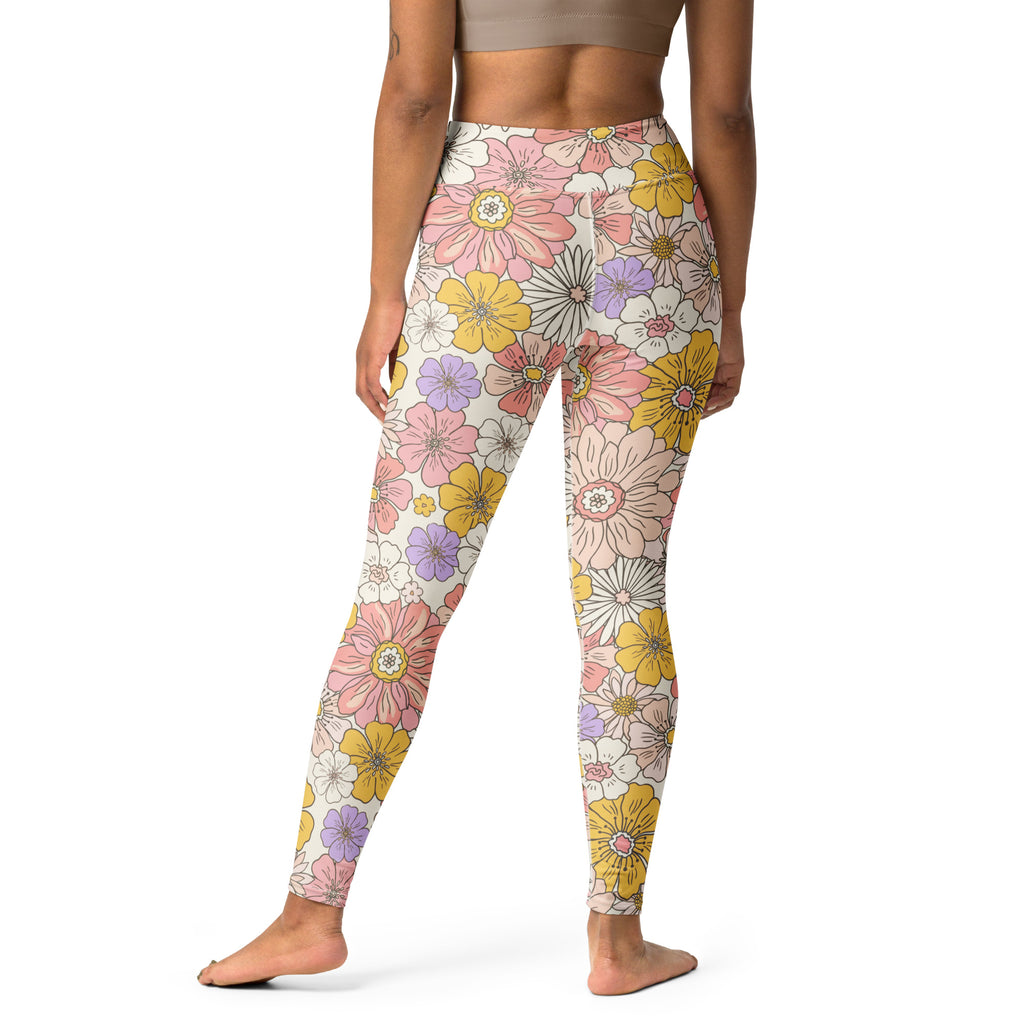 Women's Retro Floral Buttery Soft Yoga Leggings - Quick Drying, High Waisted Comfort