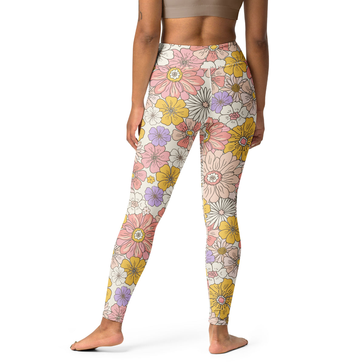 Women's Retro Floral Buttery Soft Yoga Leggings - Quick Drying, High Waisted Comfort