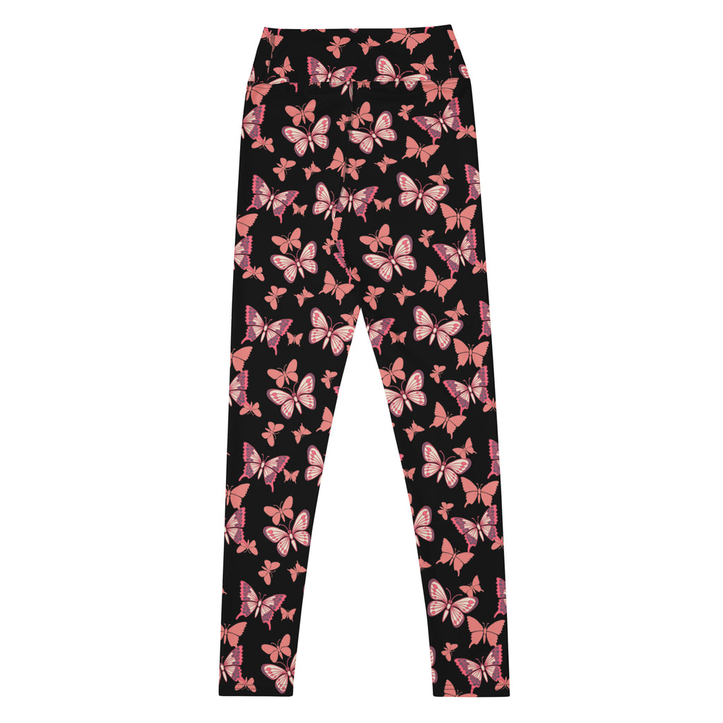 Women's Vibrant Pink Butterfly Buttery Soft Yoga Leggings - Quick Drying, High Waisted Comfort