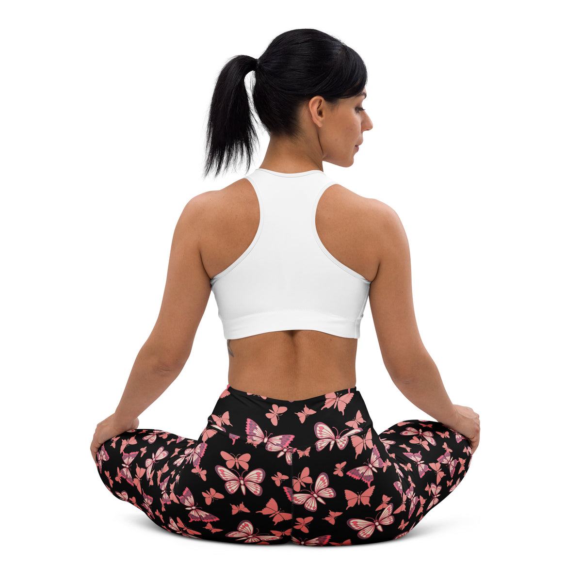 Women's Vibrant Pink Butterfly Buttery Soft Yoga Leggings - Quick Drying, High Waisted Comfort