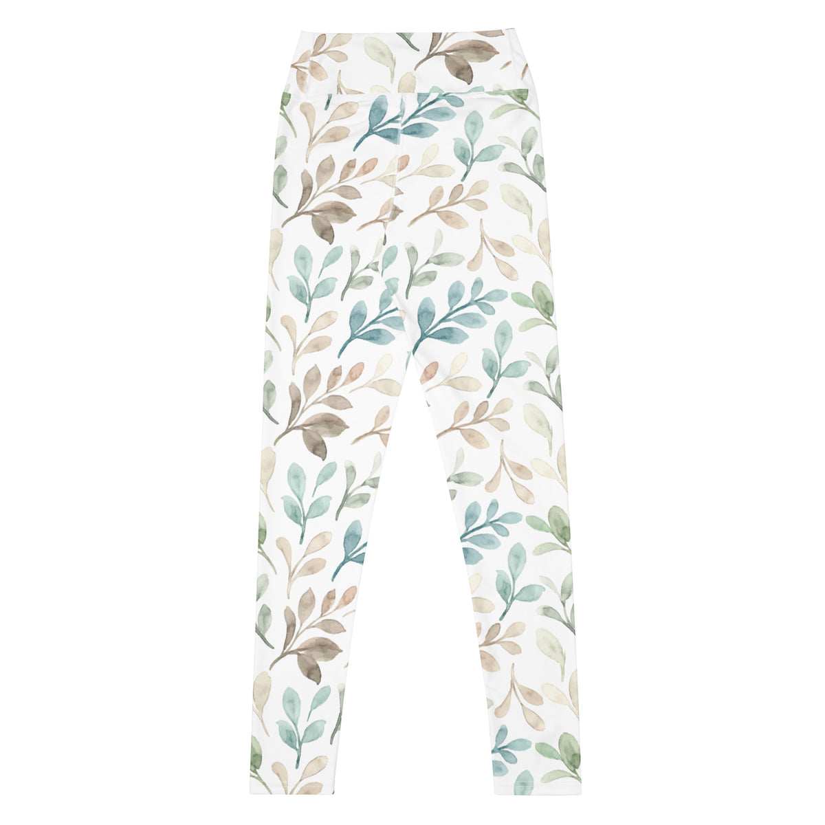 Women's Watercolor Leaf Buttery Soft Yoga Leggings - Quick Drying, High Waisted Comfort