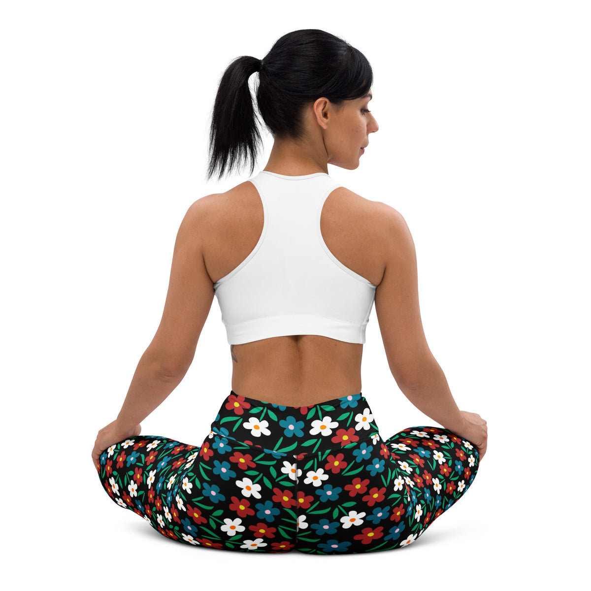 Women's Black Floral Buttery Soft Yoga Leggings - Quick Drying, High Waisted Comfort