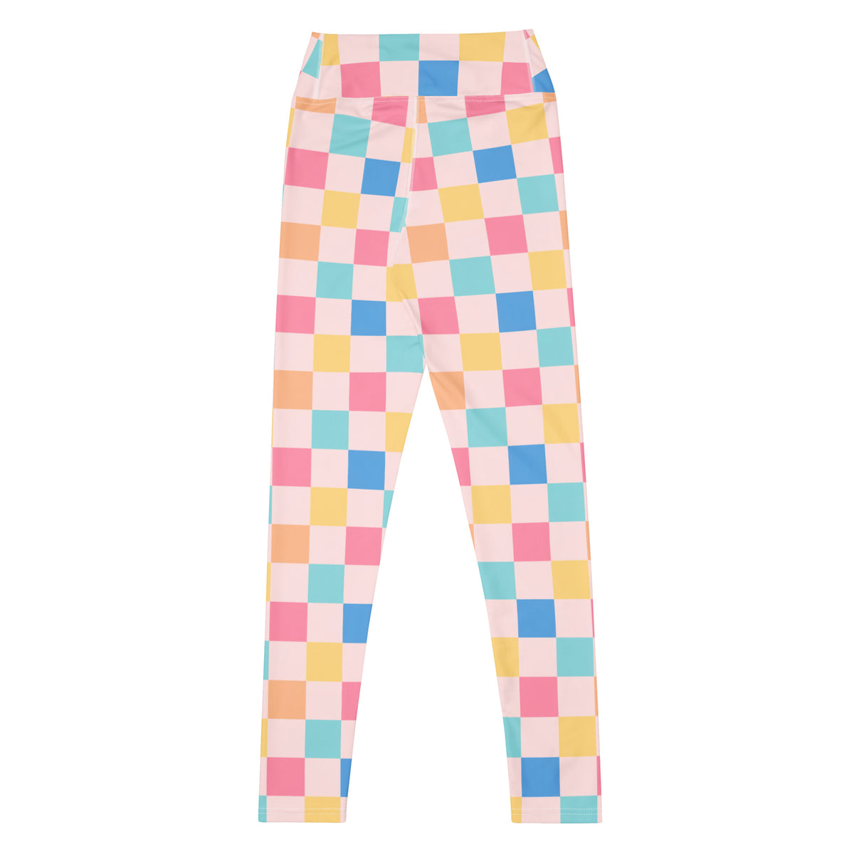 Women's Colorful Pastel Checkered Buttery Soft Yoga Leggings - Quick Drying, High Waisted Comfort