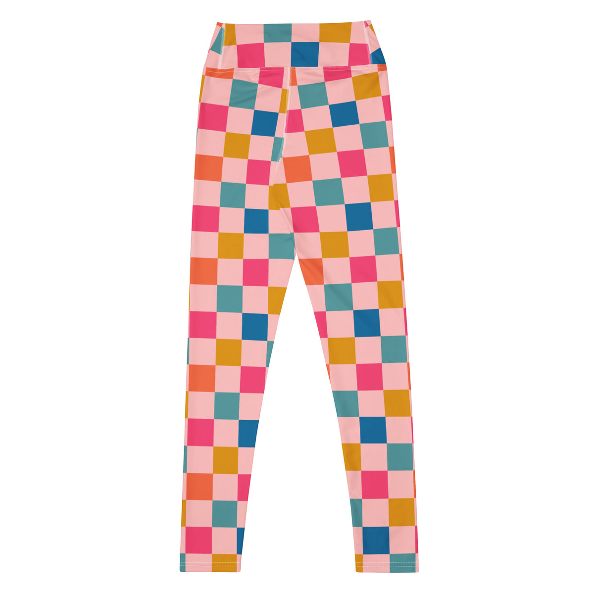 Women's Colorful Pink Checkered Buttery Soft Yoga Leggings - Quick Drying, High Waisted Comfort
