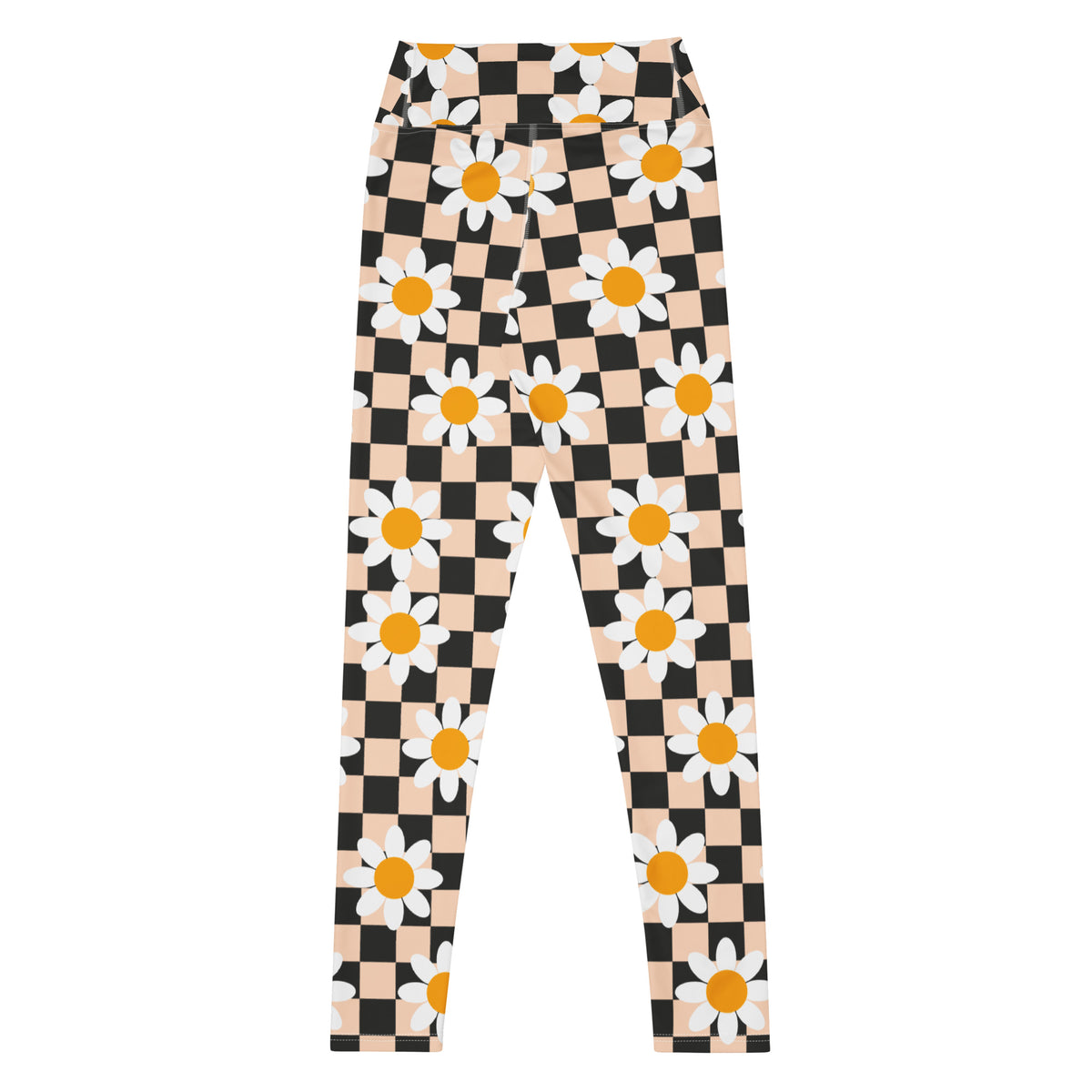Women's Daisy Checkered Buttery Soft Yoga Leggings - Quick Drying, High Waisted Comfort