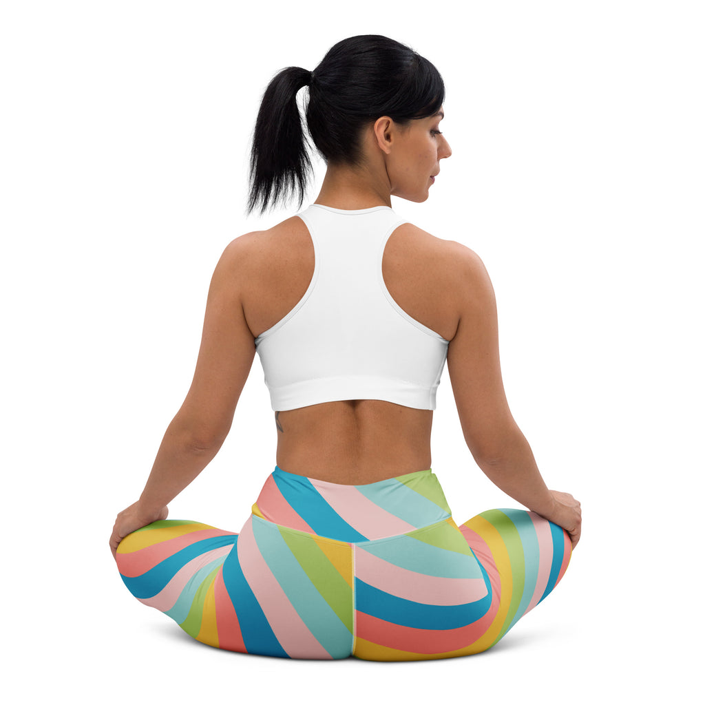 Women's Colorful Diagonal Stripe Buttery Soft Yoga Leggings - Quick Drying, High Waisted Comfort