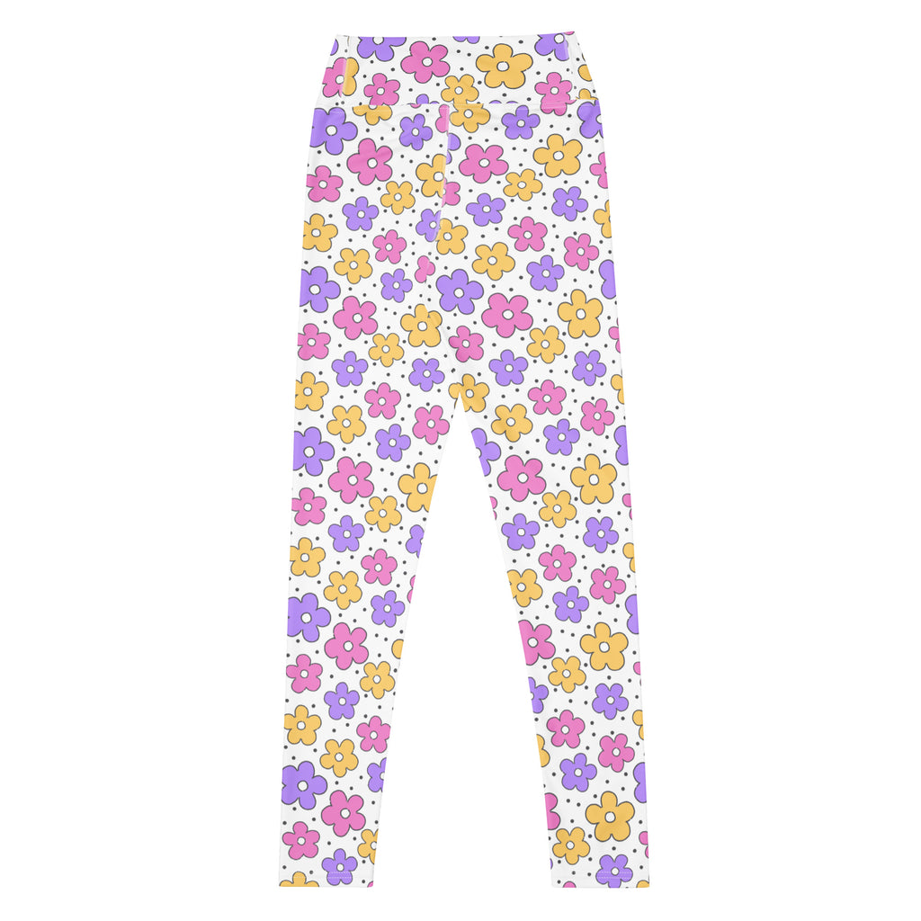 Women's Pink Purple Yellow Floral Buttery Soft Yoga Leggings - Quick Drying, High Waisted Comfort