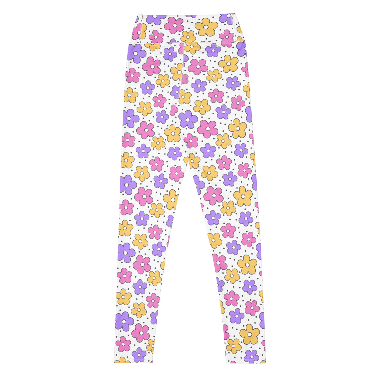 Women's Pink Purple Yellow Floral Buttery Soft Yoga Leggings - Quick Drying, High Waisted Comfort