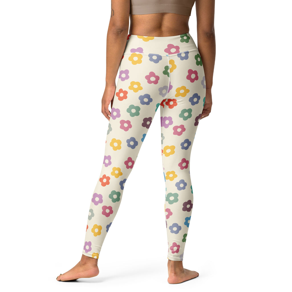Women's Multicolor Retro Flower Buttery Soft Yoga Leggings - Quick Drying, High Waisted Comfort