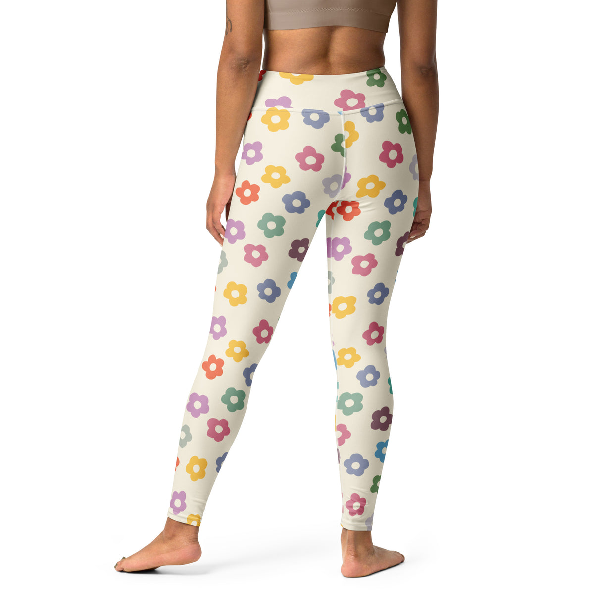 Women's Multicolor Retro Flower Buttery Soft Yoga Leggings - Quick Drying, High Waisted Comfort