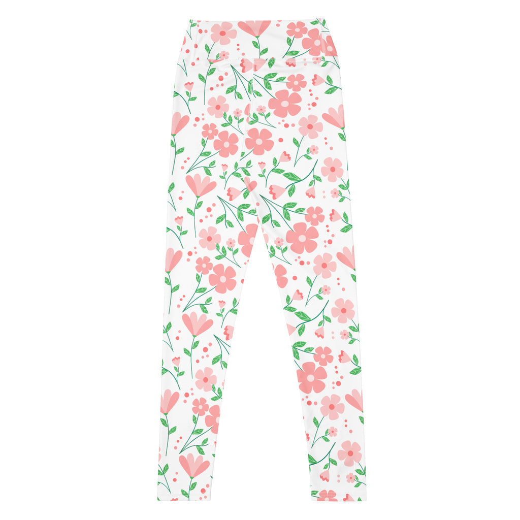 Women's Pink Flowers Buttery Soft Yoga Leggings - Quick Drying, High Waisted Comfort