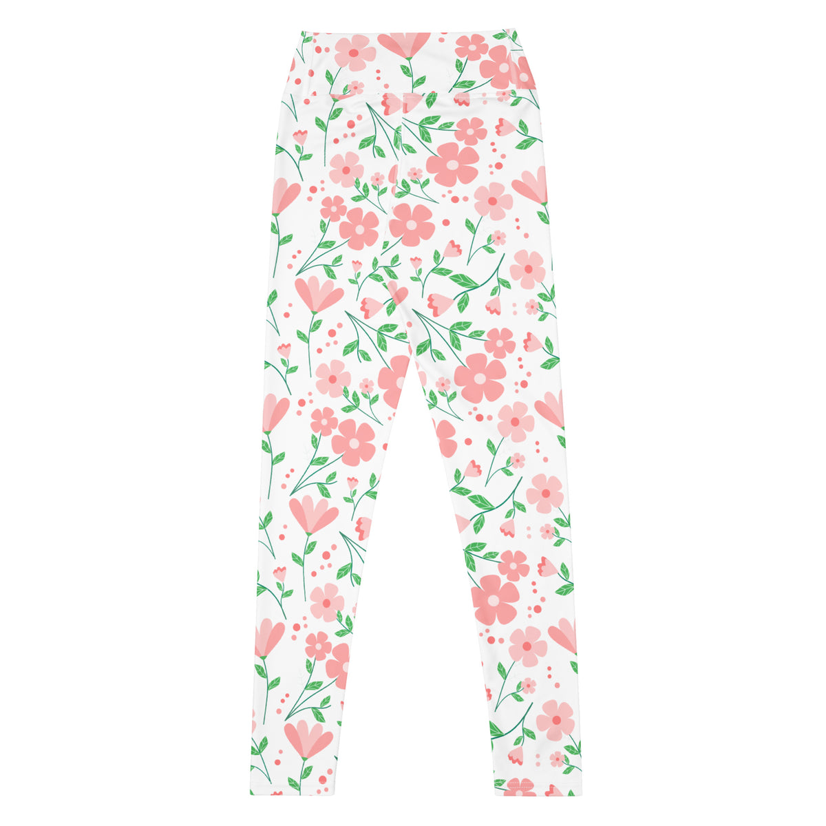 Women's Pink Flowers Buttery Soft Yoga Leggings - Quick Drying, High Waisted Comfort
