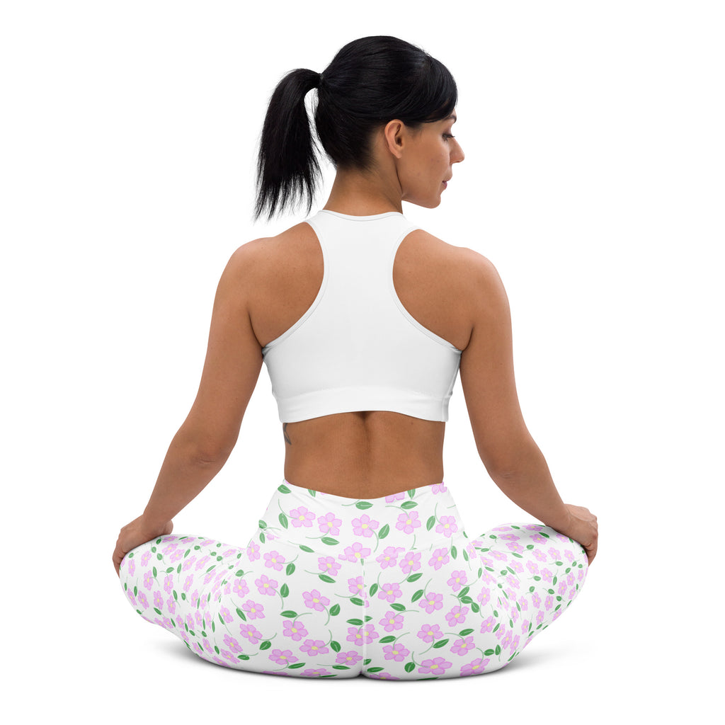 Women's Lavender Flowers Buttery Soft Yoga Leggings - Quick Drying, High Waisted Comfort