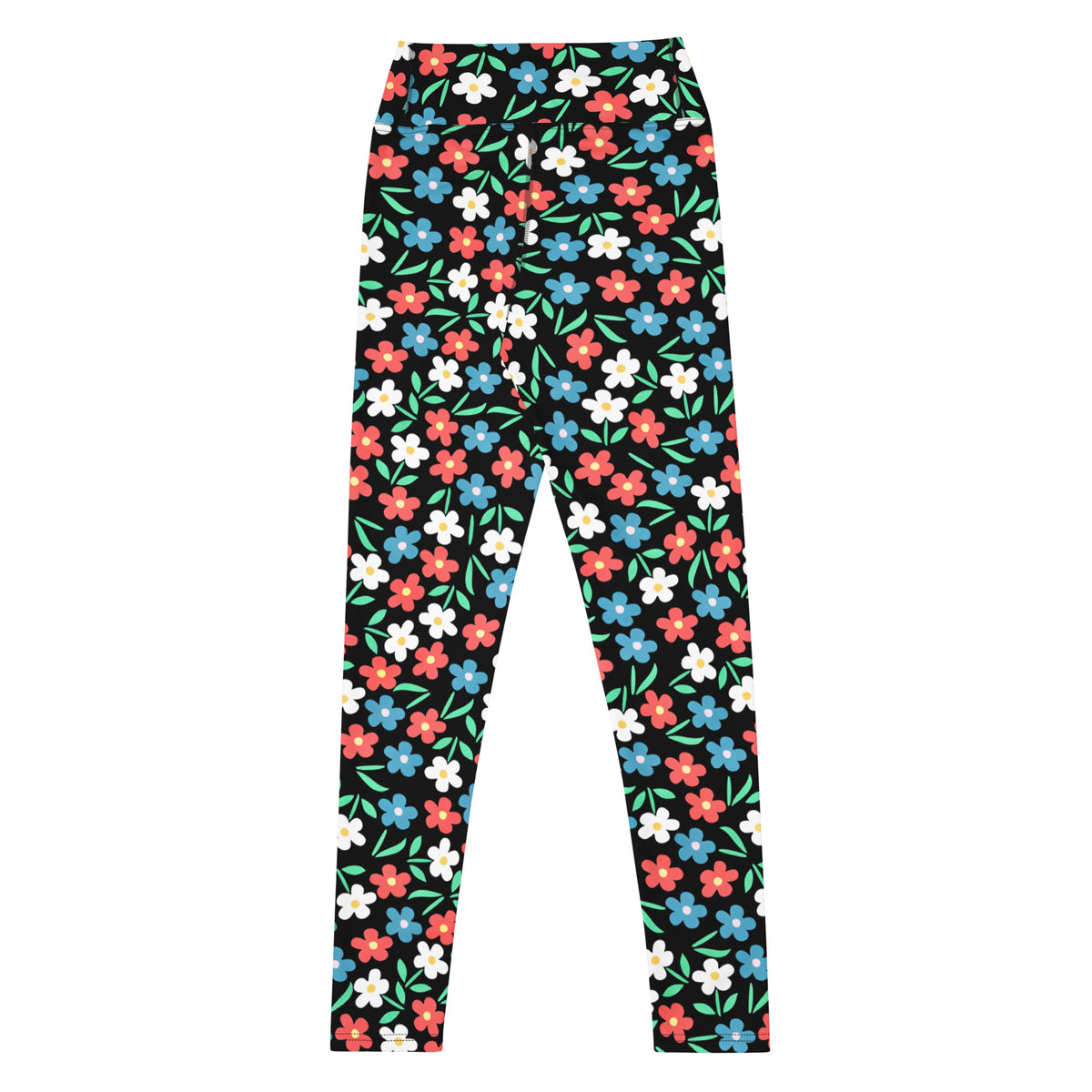 Women's Colorful Black Floral Buttery Soft Yoga Leggings - Quick Drying, High Waisted Comfort