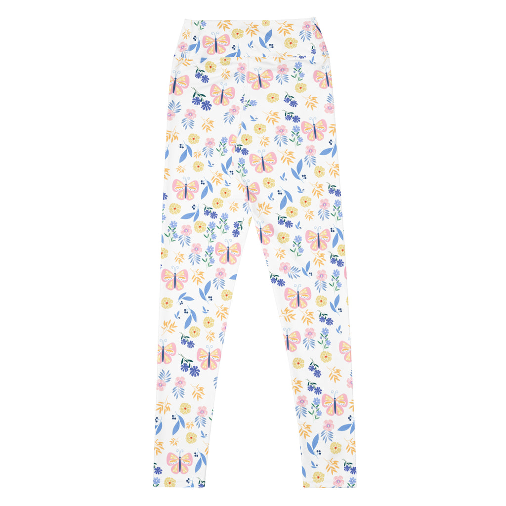 Women's Butterfly Floral Buttery Soft Yoga Leggings - Quick Drying, High Waisted Comfort