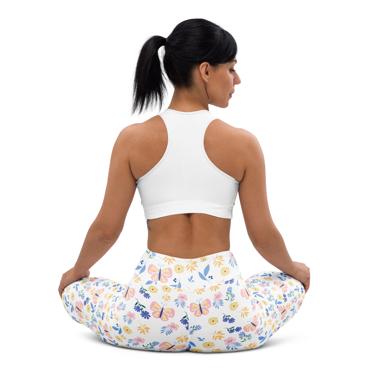 Women's Butterfly Floral Buttery Soft Yoga Leggings - Quick Drying, High Waisted Comfort
