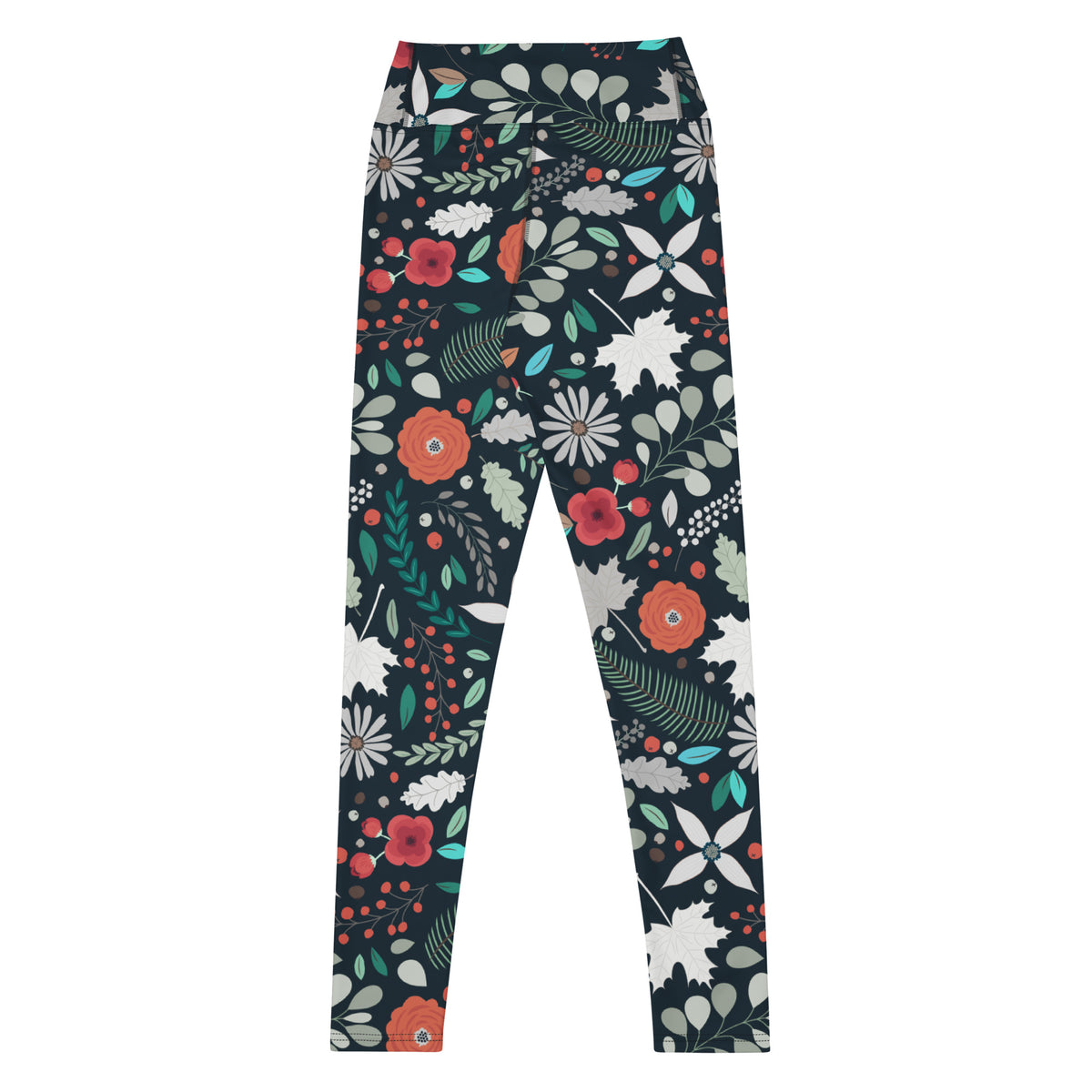 Women's Dark Botanical Buttery Soft Yoga Leggings - Quick Drying, High Waisted Comfort