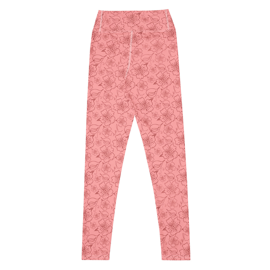Women's Dusty Rose Floral Buttery Soft Yoga Leggings - Quick Drying, High Waisted Comfort