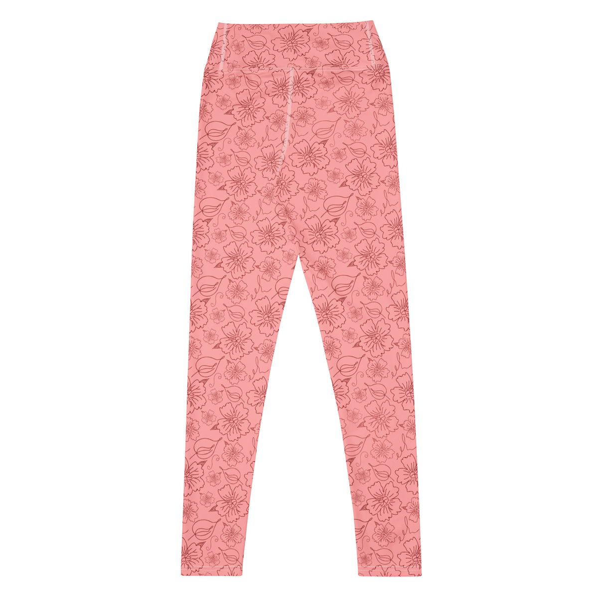 Women's Dusty Rose Floral Buttery Soft Yoga Leggings - Quick Drying, High Waisted Comfort