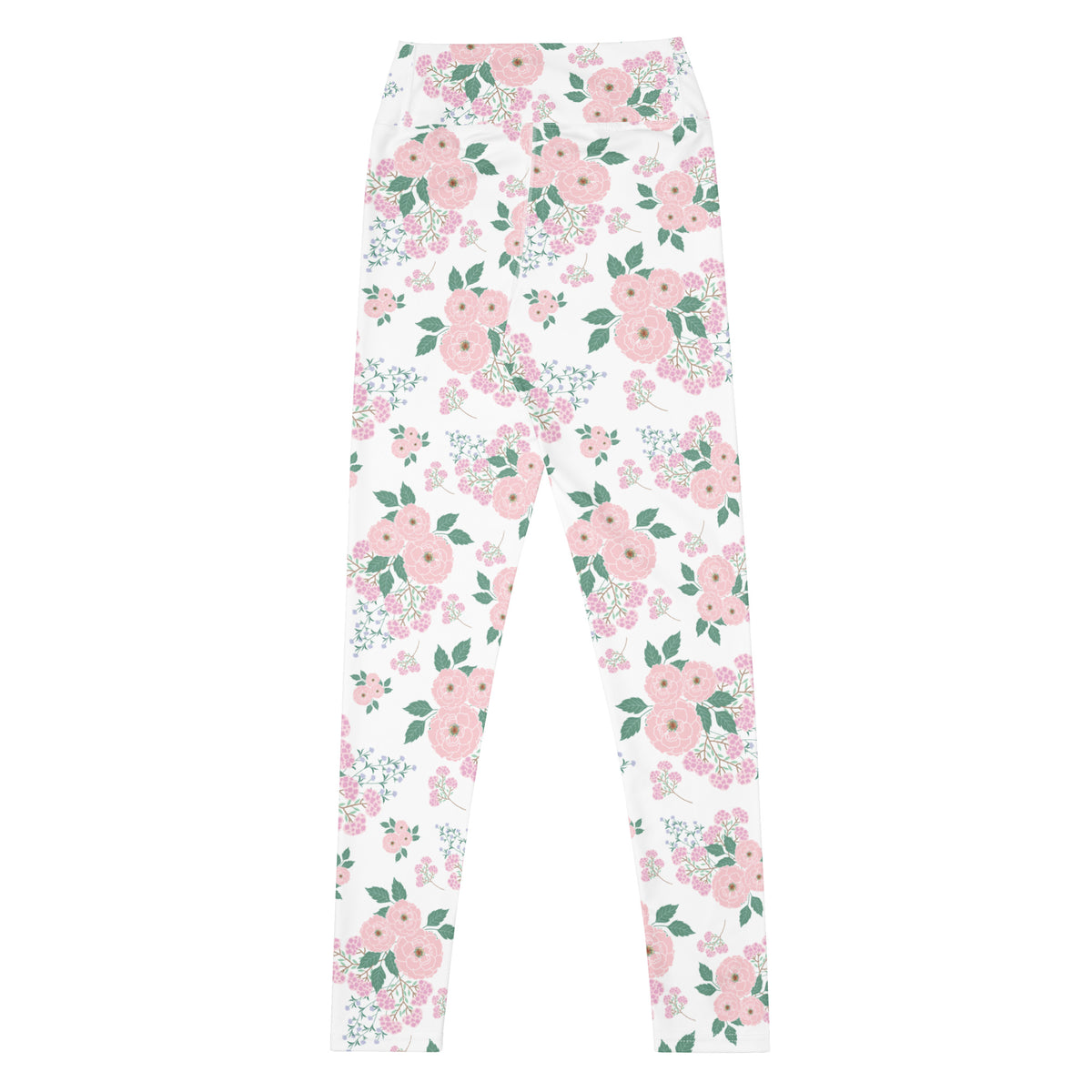 Women's Pink Rose Floral Buttery Soft Yoga Leggings - Quick Drying, High Waisted Comfort
