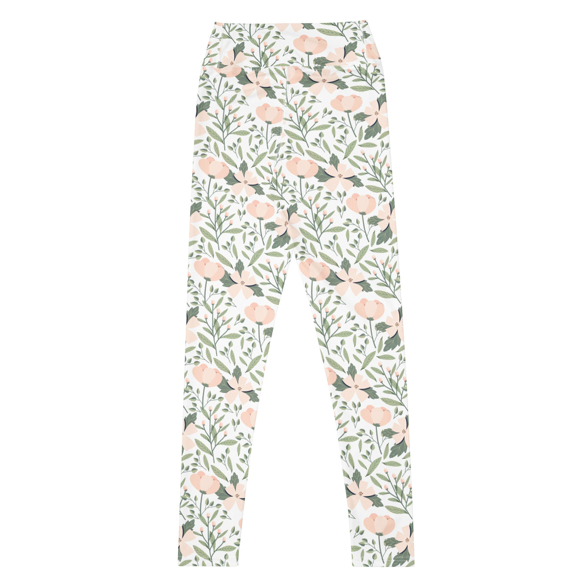 Women's Blush Pink Floral Buttery Soft Yoga Leggings - Quick Drying, High Waisted Comfort