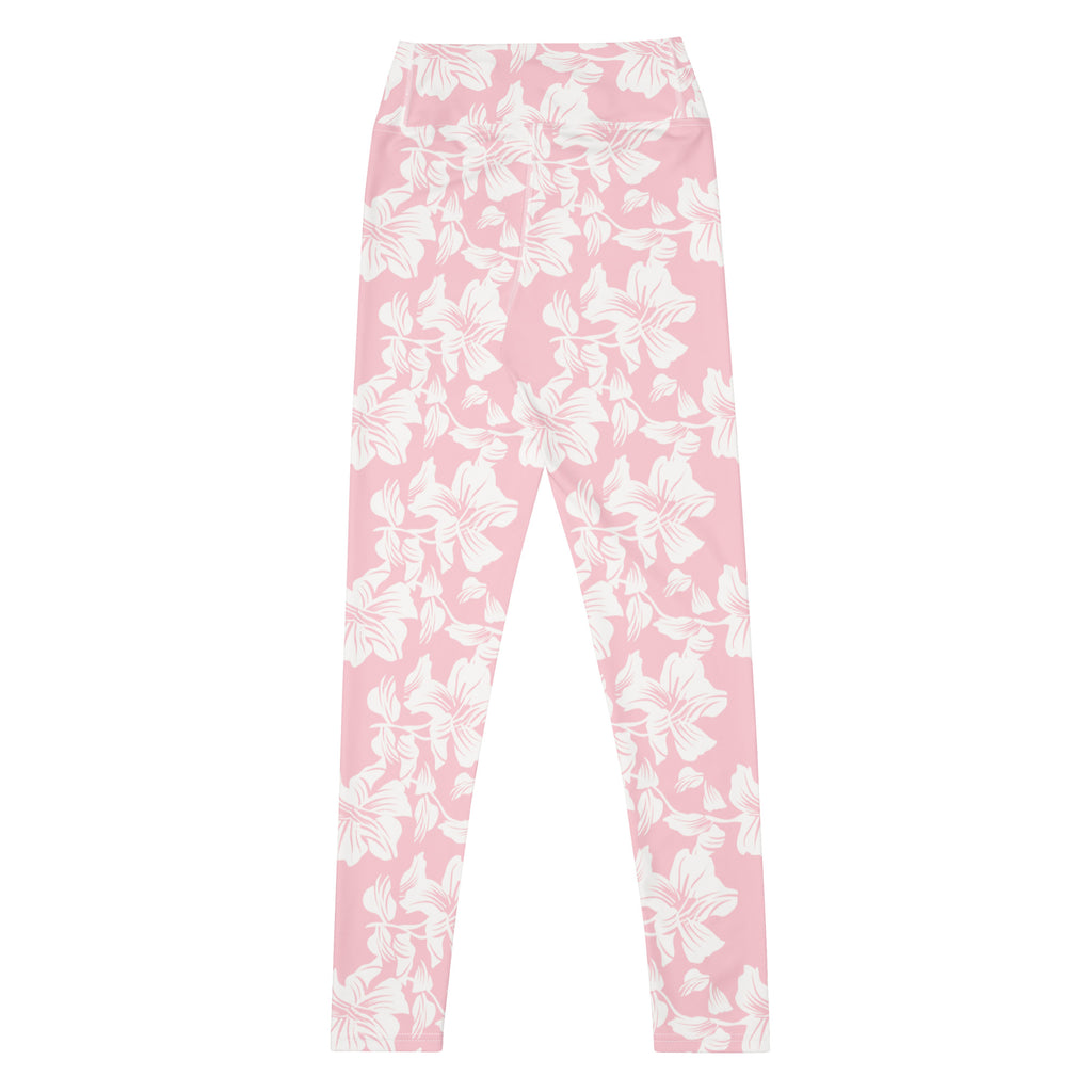 Women's Pink Lily Floral Buttery Soft Yoga Leggings - Quick Drying, High Waisted Comfort