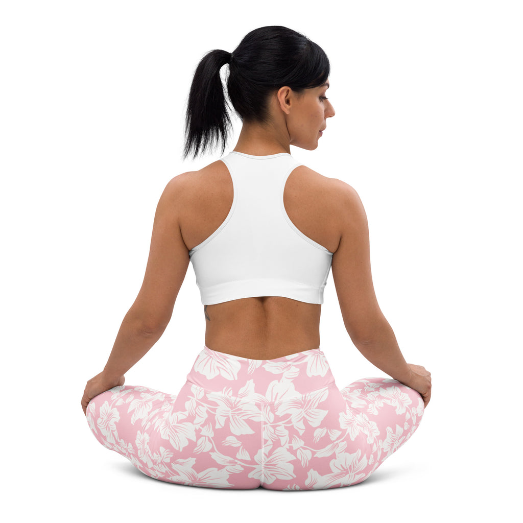 Women's Pink Lily Floral Buttery Soft Yoga Leggings - Quick Drying, High Waisted Comfort