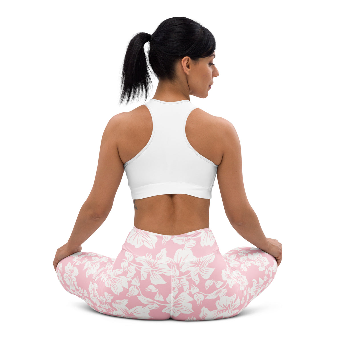 Women's Pink Lily Floral Buttery Soft Yoga Leggings - Quick Drying, High Waisted Comfort