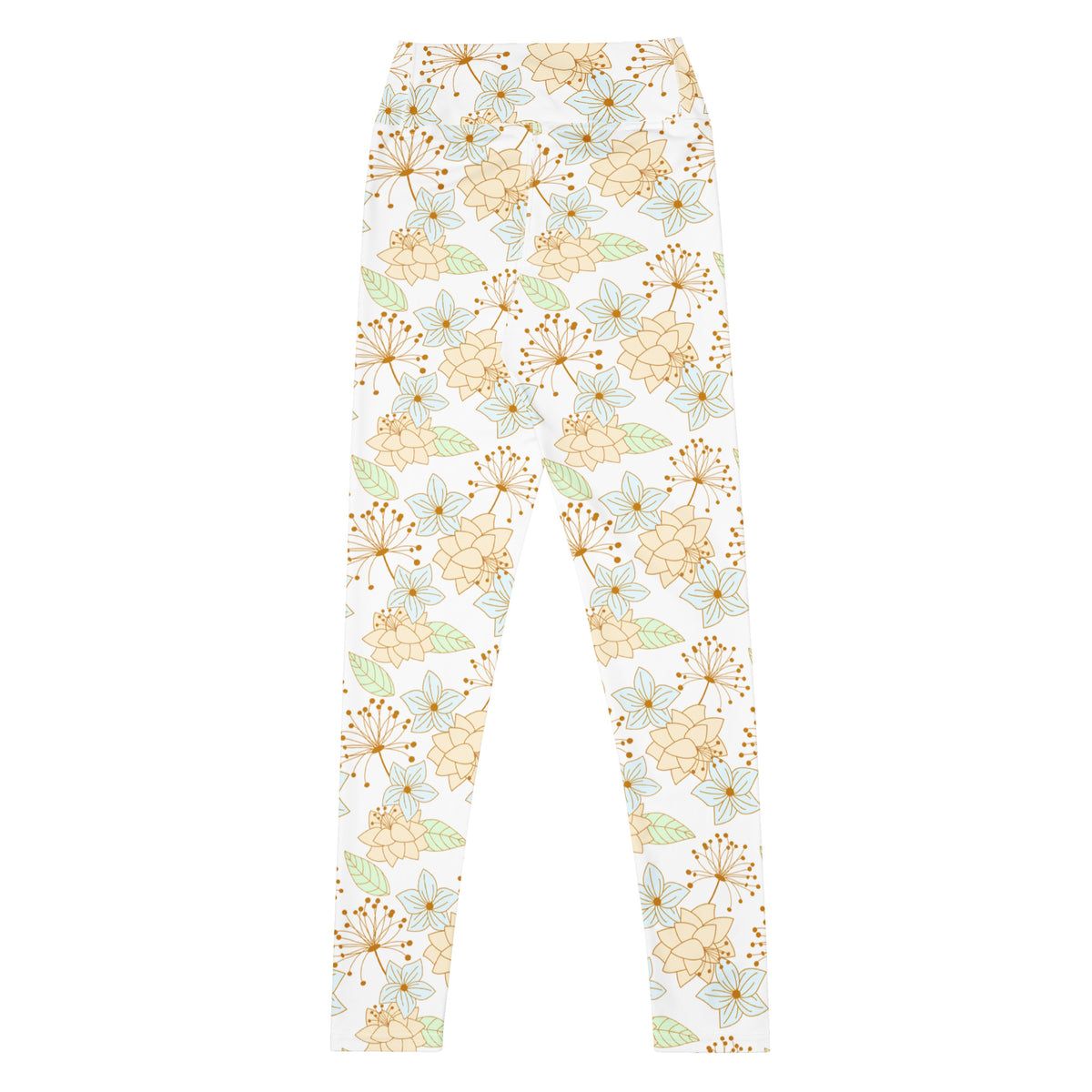 Women's Gold Floral Buttery Soft Yoga Leggings - Quick Drying, High Waisted Comfort