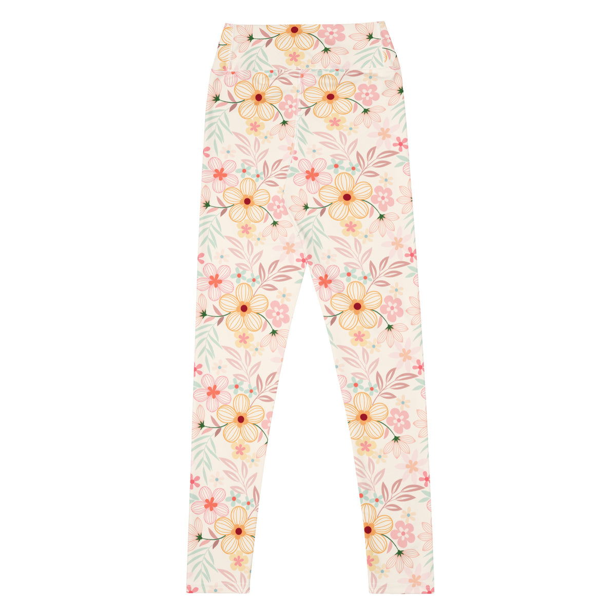 Women's Peach Pink Floral Buttery Soft Yoga Leggings - Quick Drying, High Waisted Comfort